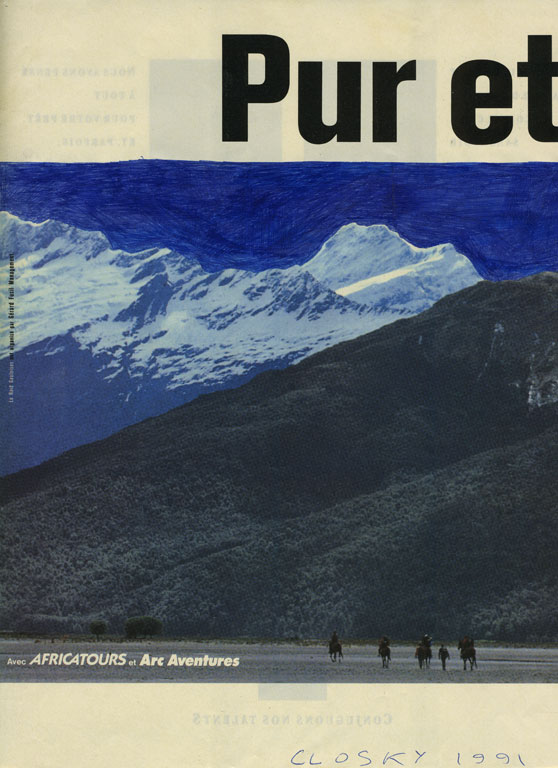 Claude Closky, ‘Untitled (Pur et)’, 1991, blue ballpoint pen on printed matter, 30 x 22,5 cm.